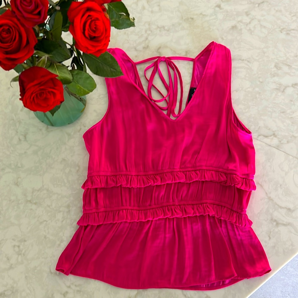 Hot pink ruffle tank